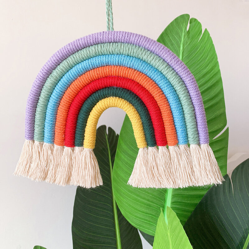 7 linii Rainbow wiszący Ornament DIY liny ręcznie tkane dekoracje ścienne dla dzieci pokój dziewczyn wystrój dom pokój dziecięcy wystrój