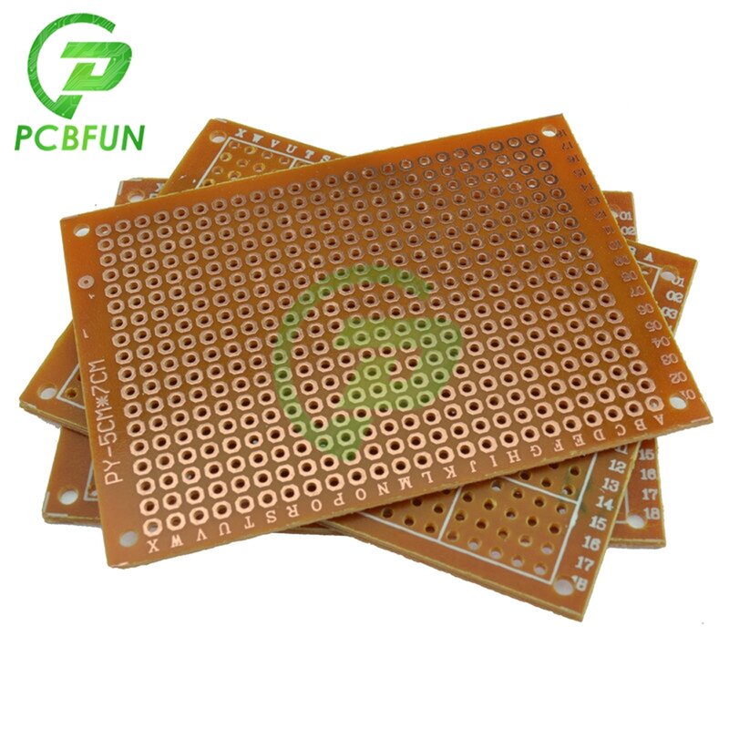 Placa de circuito pcb universal de cobre de um lado, protótipo placa de circuito 5x7cm placa de baquelite para solda faça você mesmo 2.54mm