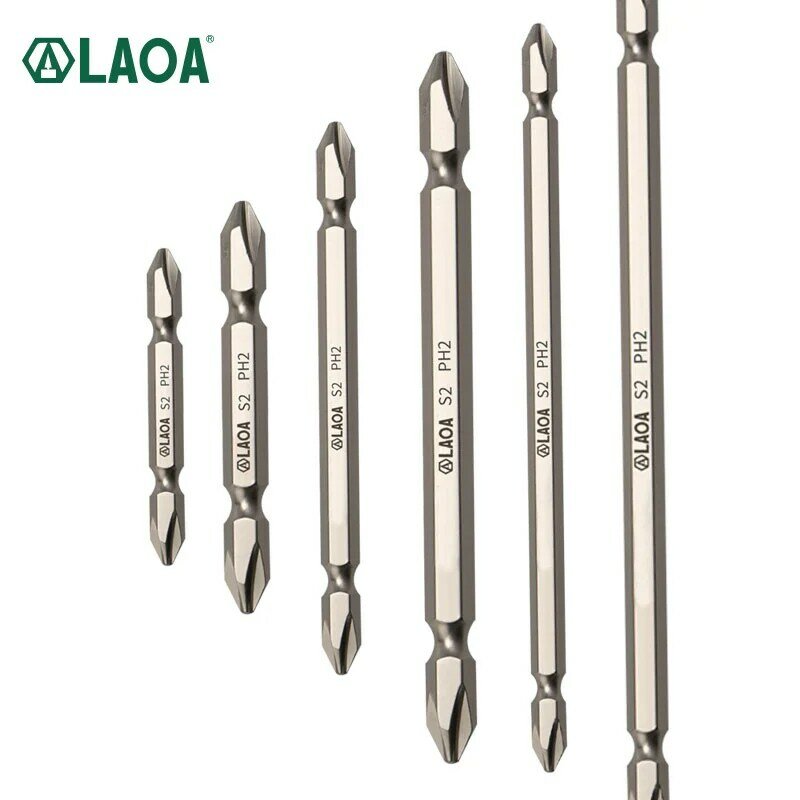 Биты для электрической отвертки LAOA Phillips S2 из легированной стали с двумя головками, пневматические магнитные биты для ручной дрели