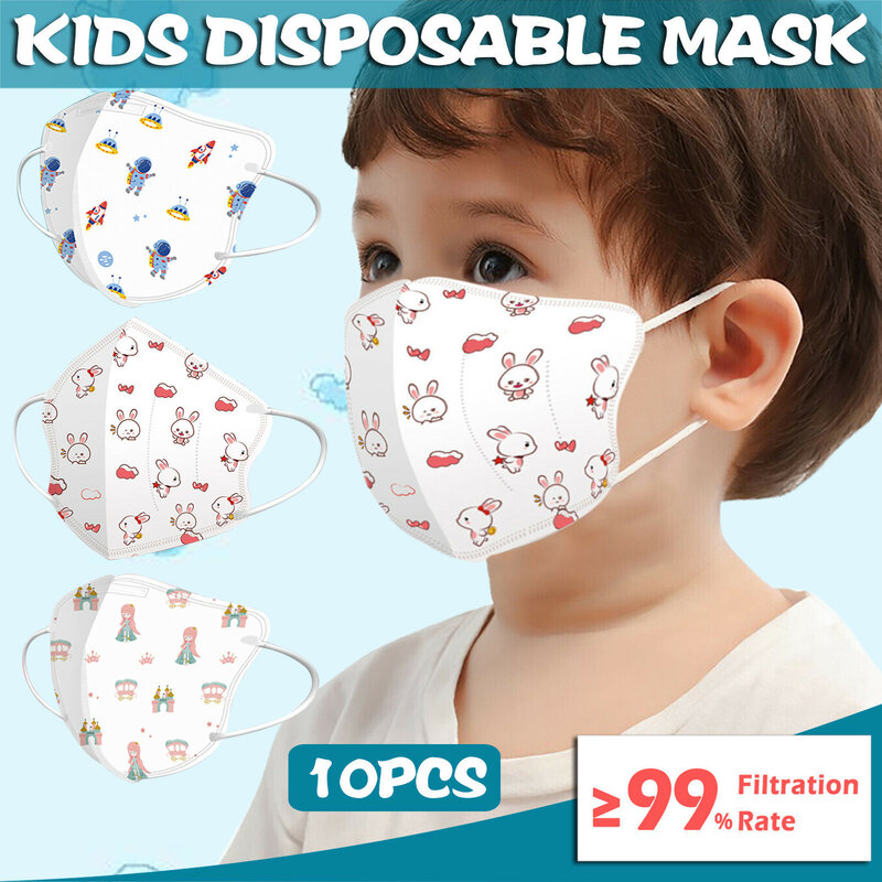 10pcs Mascarillas Ninos Máscara Infantil Prevenção Peixe Não Tecido Máscara Facial 4ply Mascarillas masque enfant Cosplay Halloween