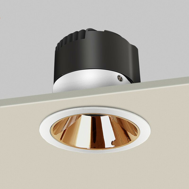 Foco LED antideslumbrante regulable, luz de techo empotrada de 7W y 12W, 15W, COB, 85-265V, foco dorado para interior de cocina y dormitorio