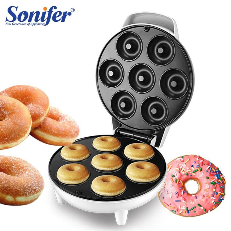 750W DIY 도넛 메이커 도넛 기계 파티 디저트 Bakeware 전기 베이킹 팬 비 스틱 양면 난방 220V Sonifer