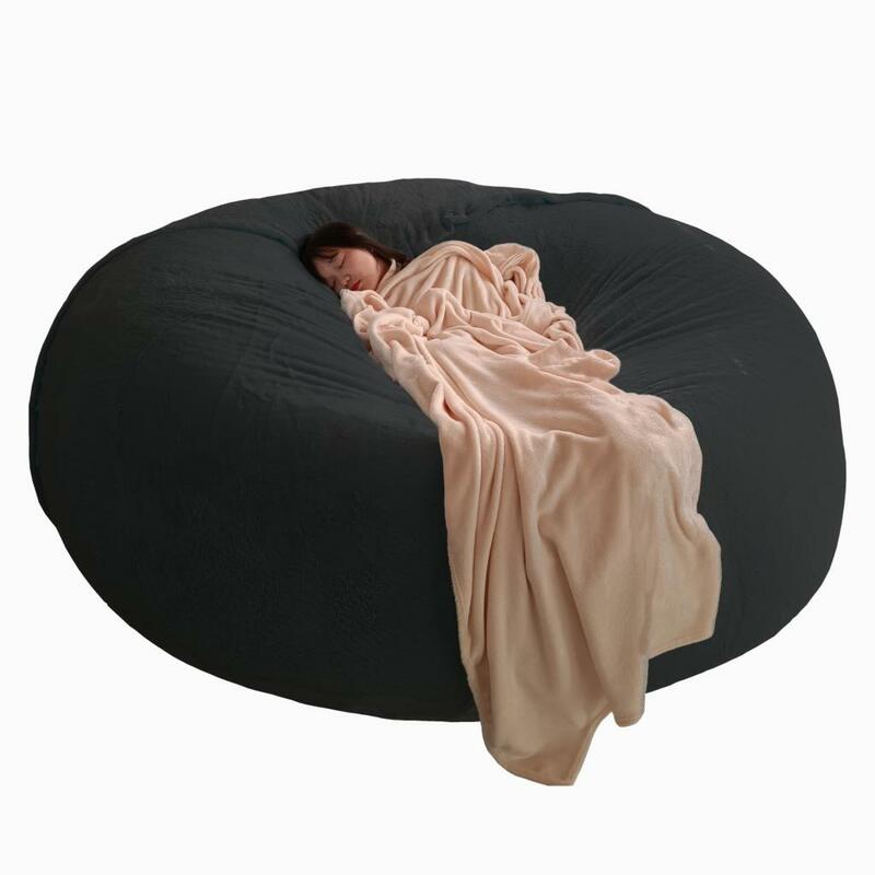 Dropshipping Soft Comfortable Round Sofa Bed Cove Living Room Decoration Rest Furniture No Filler Giant fur Bean Bag Cover