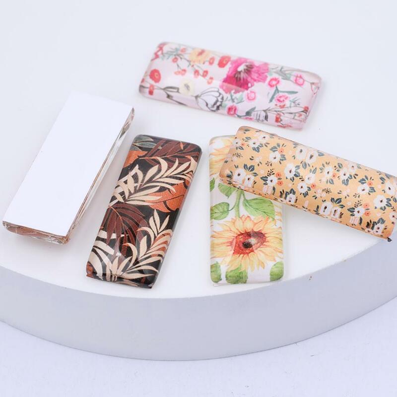 혼합 꽃 패턴 사진 유리 카보 숑 10x25mm Diy 플랫백 귀걸이 쥬얼리 제작 용품, 20 개
