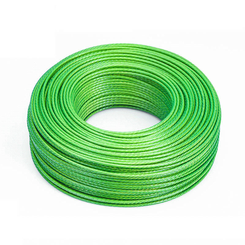 100 Meters Vinyl Coated Steel Wire Rope Cable and 2pcs Clamp Rustproof for String Light Hanging Clothesline Grape Rack Shed