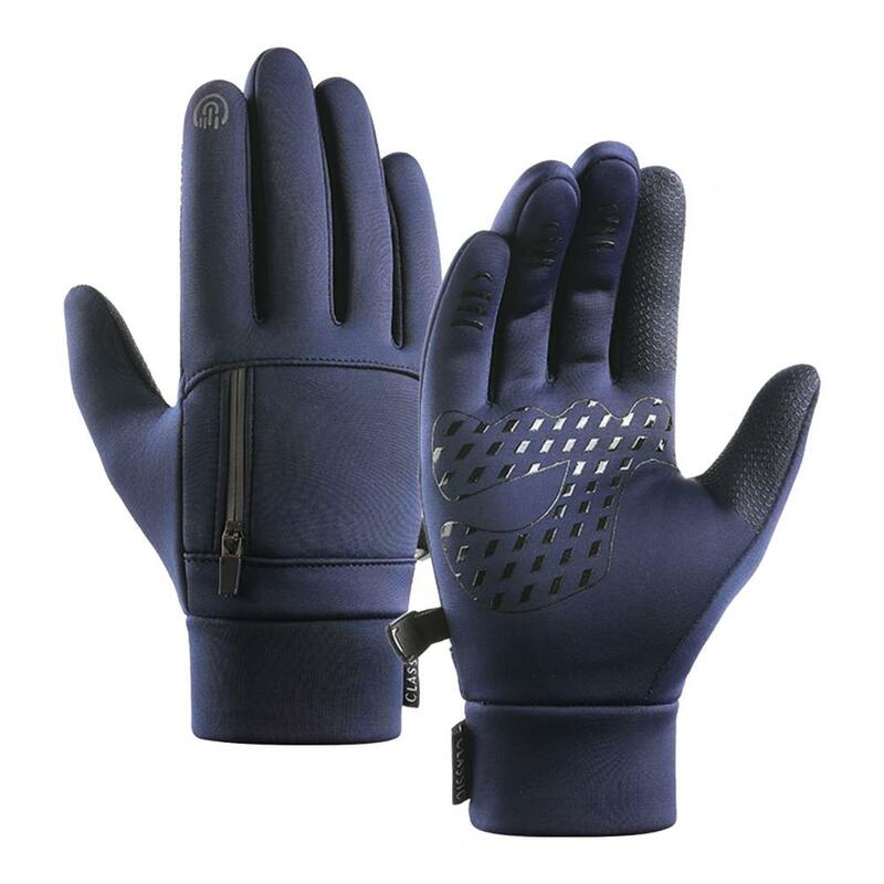 1 Pair Practical Anti-slid Warm Gloves Warm-keeping Windproof Fabric Sport Gloves for Unisex