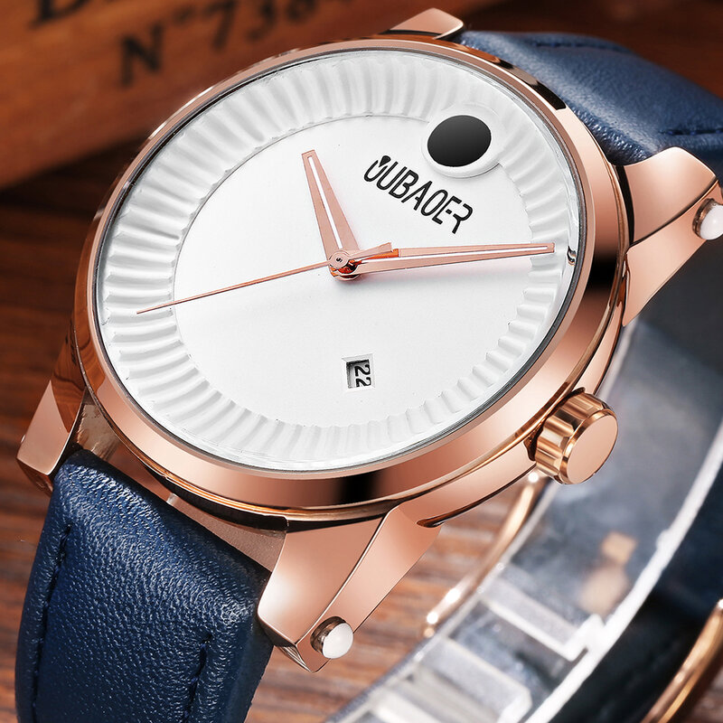 Top Marke OUBAOER Männer Uhren Quarz Chronograph Uhr Leder Casual Armbanduhren Luxuriöse Kreative Uhren Relogio Masculino