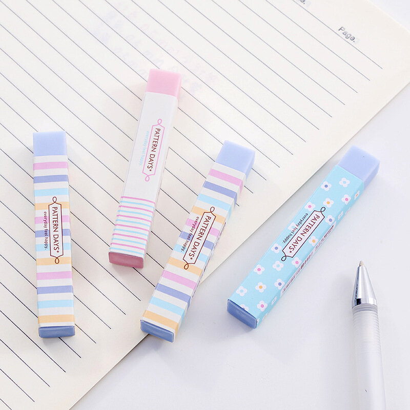 1pc Candy-Colored Hipster Floral Long Eraser Less Debris Clean Students Eraser Wholesale