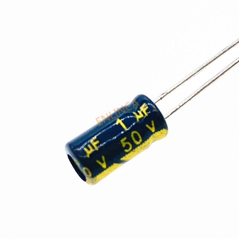 Алюминиевый электролитический конденсатор, 100 шт./лот, 1 мкФ Ф, 50 в, высокая частота, низкое сопротивление 50 В, 1 мкФ, Размер 4*7, 1 мкФ, 20%