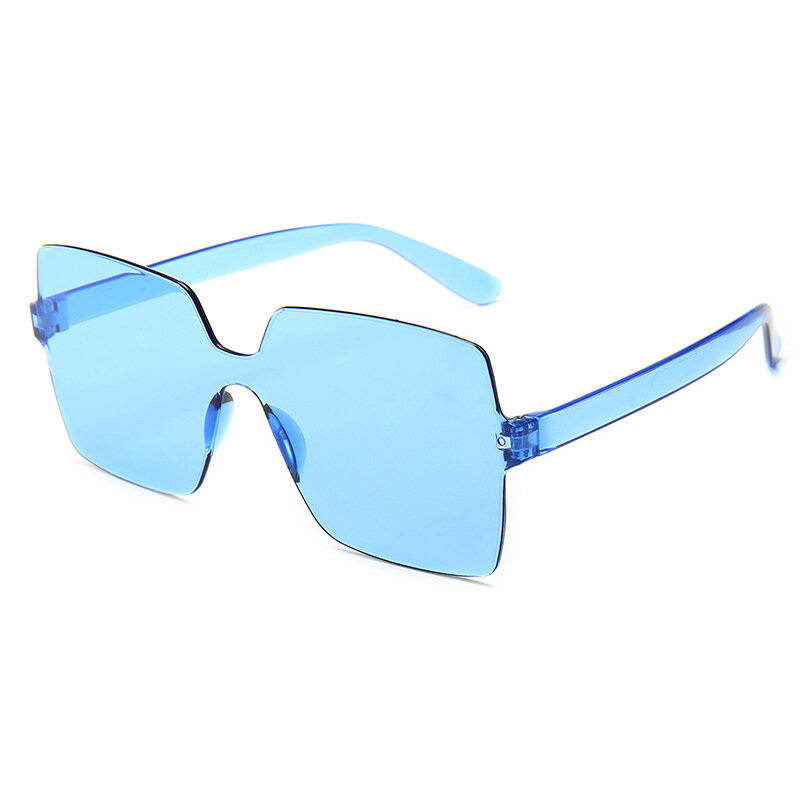 2020 Big Frame Square Oversized Sunglasses Women Men Connected Candy Color Light Frameless Pink Black Blue Green Sun Glasses