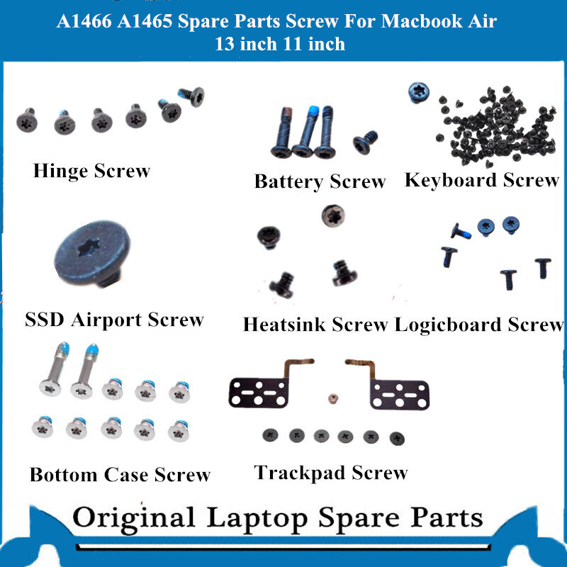 Vis de gros pour Macbook Air A1466 A1465 A1370 A1369, batterie, logic board, Trackpad, vis de dissipateur thermique