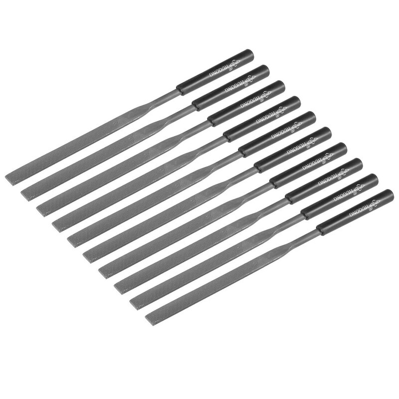 uxcell 10Pcs Second Cut Steel Flat Needle File with Plastic Handle, 5mm x 180mm