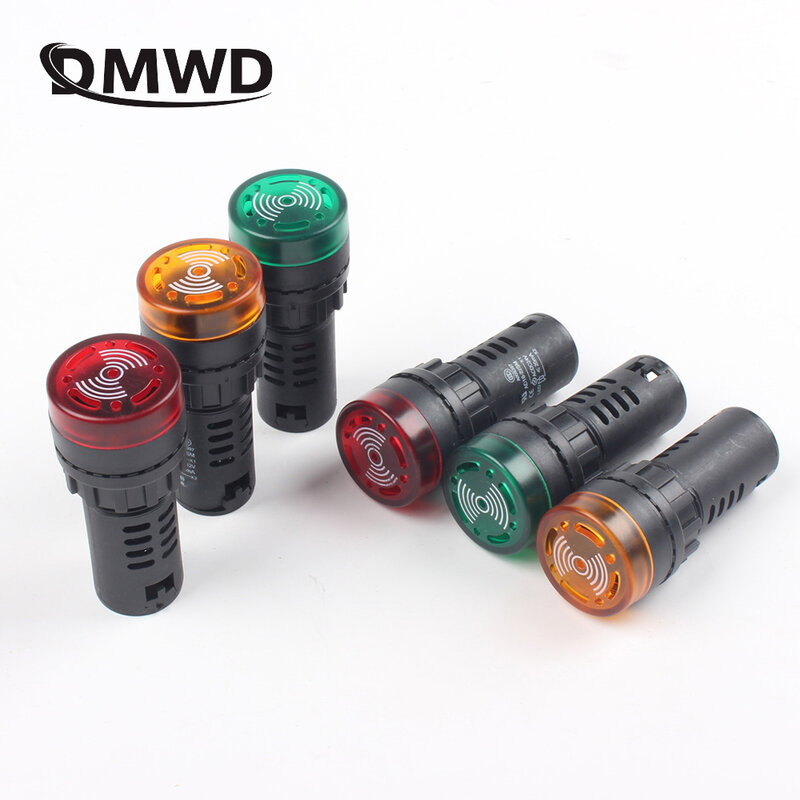 1pc 12V 24V 220V 22mm Flash Signal Light  colorful AD16-22SM Red LED Active Buzzer Beep Alarm Indicator Red Green Yellow