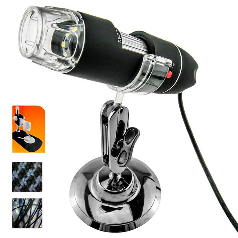 Microscopio electrónico Digital USB con luz LED, aumento ajustable de 50 y 500 veces