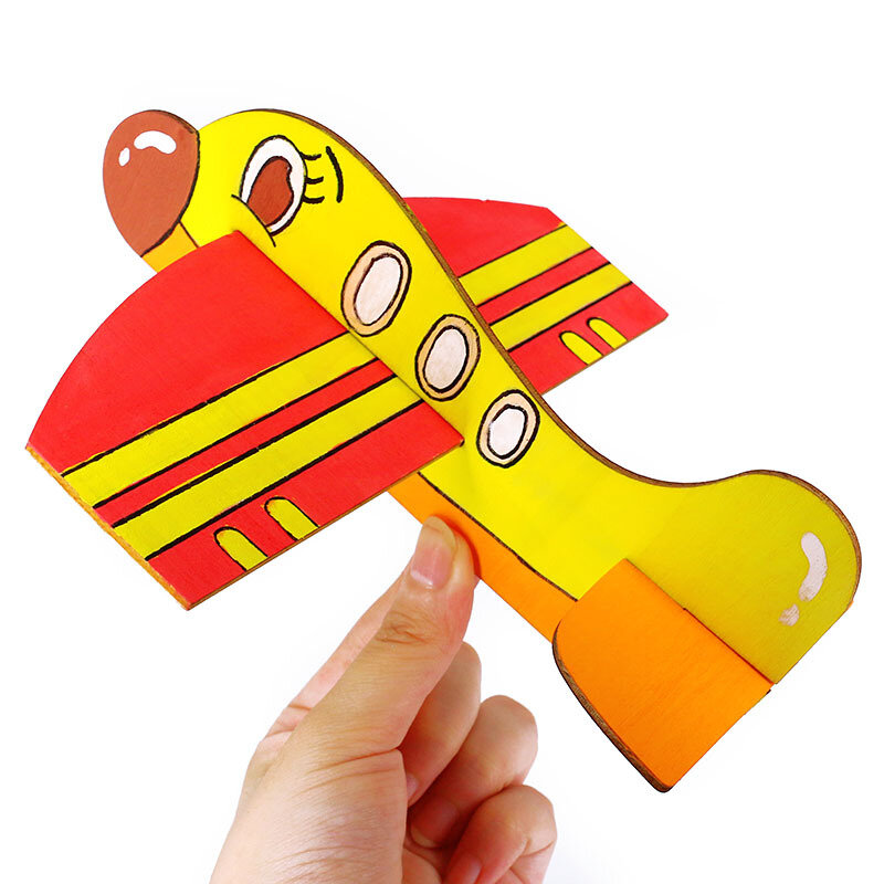 Пустой деревянный бой вставленный самолет детский сад окрашенные граффити материал детские развивающие DIY игрушки дети белая базовая модель