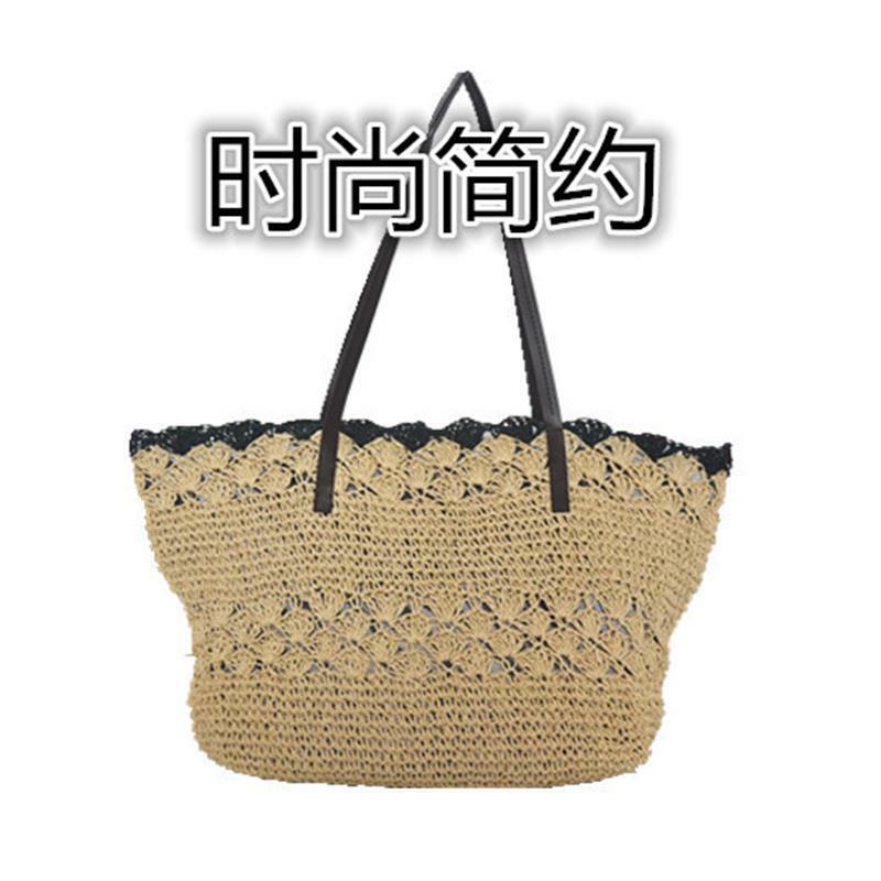 47x25CM The New Simple And Simple Style Single Piece Of Soft Thin Paper Rope Crochet Straw Bag Women a6233