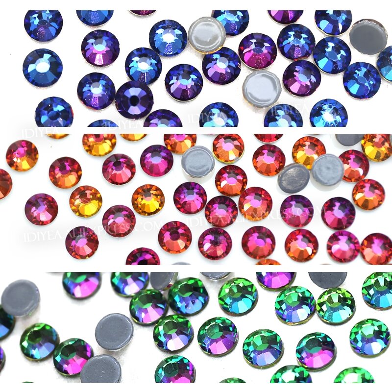 Volcano-diamantes de imitación hotfix, parte posterior plana, piedra de cristales de strass para fijar en caliente en tela, ropa, bolsas de ropa, diy, apliques de purpurina, decoración