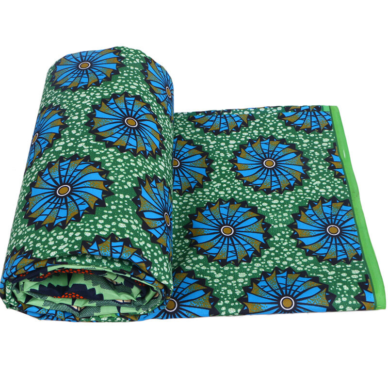 2020 modische Echt Wachs Grün 100% Polyester Afrikanischen Stoff Für Dashiki Frauen Kleid 6Yards pcs set