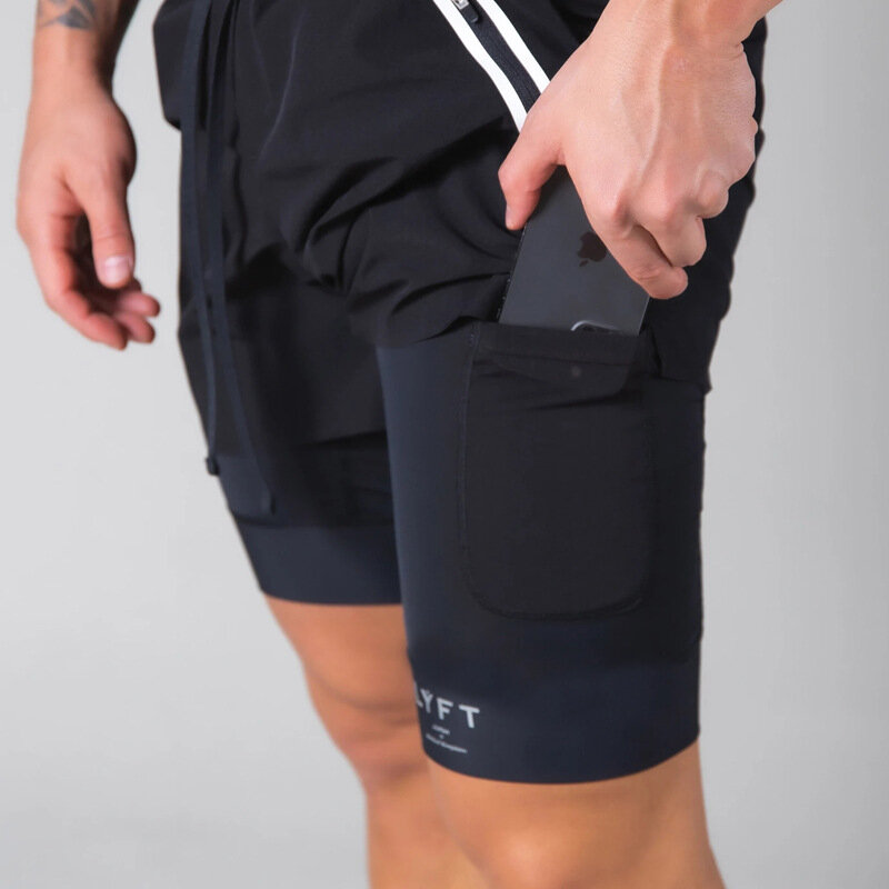 Pantalones cortos deportivos 2 en 1 para hombre, shorts deportivos de doble capa para correr, entrenamiento de gimnasio, secado rápido, novedad de verano de 2021
