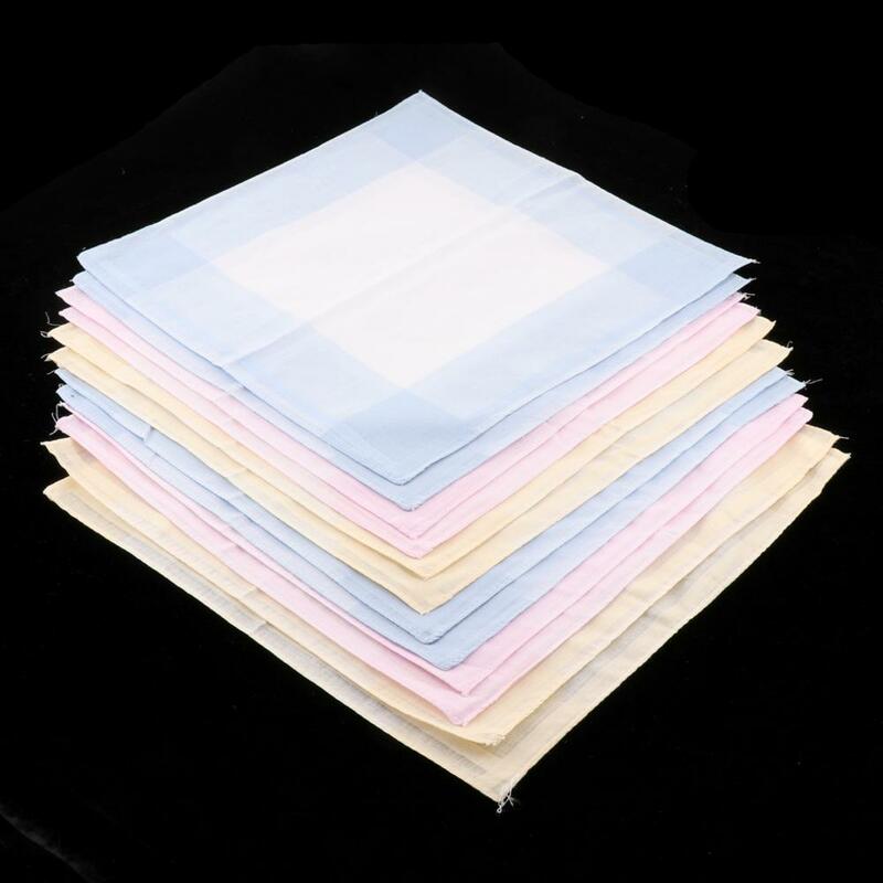 10/12 pcs   Cotton Handkerchiefs with Stripe Hankies Gift Set for Women Men Classic Plaid Handkerchief