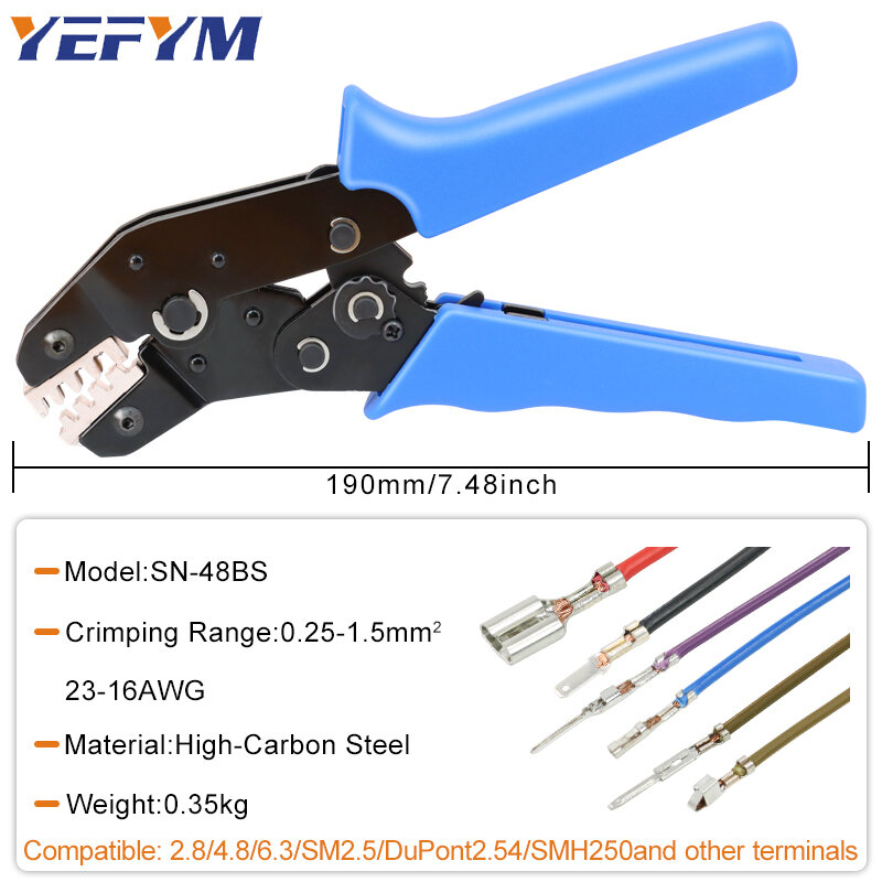 Crimping pliers SN-48BS kit package for 2.8 4.8 6.3 VH2.54 3.96 2510/tube/insulation terminals electrical clamp YEFYM tools