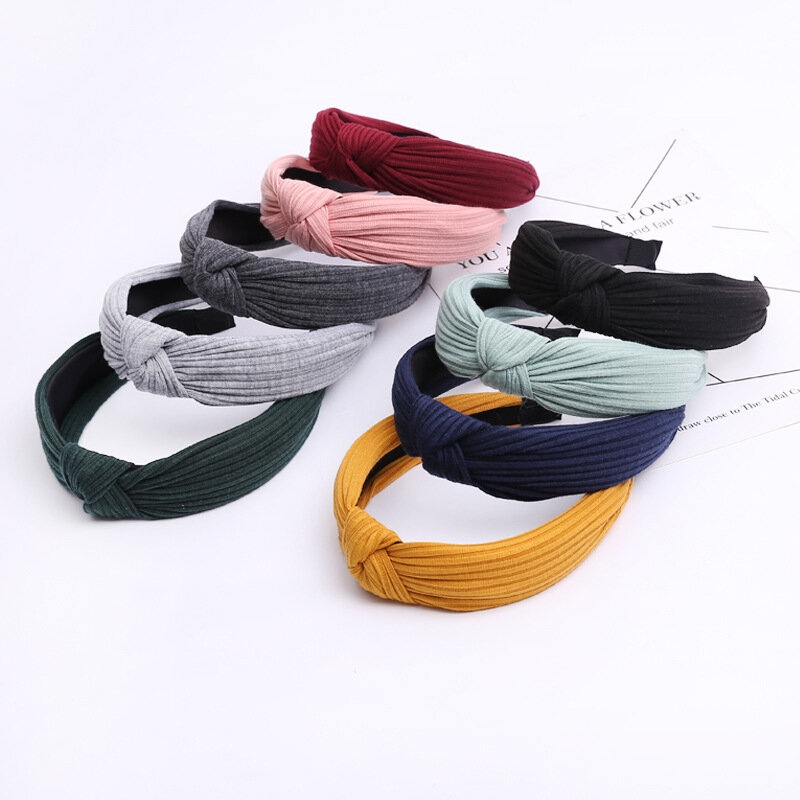 Fashion Suede Knotted Solid Color Headband for Women Fashion Bowknot Hairband Handmade Hair Hoop Hair Accessories