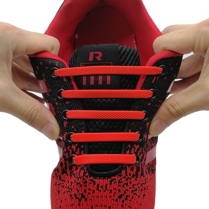 16 pçs/set correndo sem laço cadarços moda unisex atlético sapato de silicone elástico rendas todas as sapatilhas ajuste cinta n010