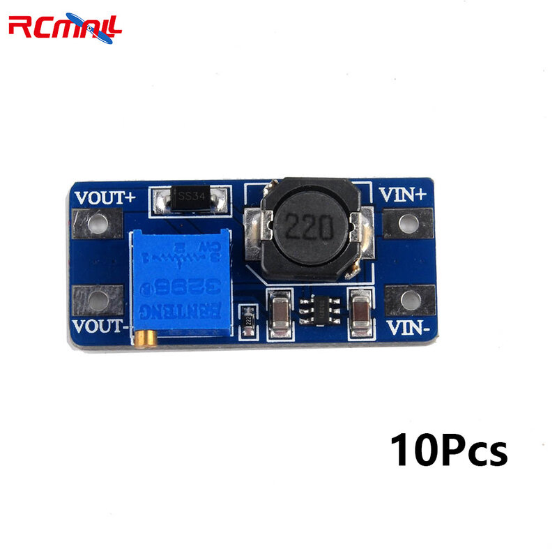 RCmall 10Pcs MT3608 DC-DC Step Up Converter Booster Power Supply Module Boost Step-up Board MAX output 28V 2A For Arduino