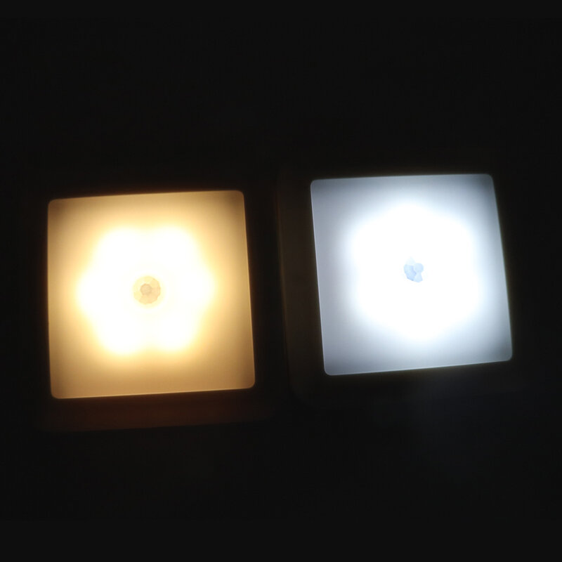 Lampu Malam LED dengan Sensor Gerak Cerdas Daya Baterai Cocok untuk Lampu Samping Tempat Tidur Bayi Dapur Kamar Tidur Koridor Toilet Kamar Mandi