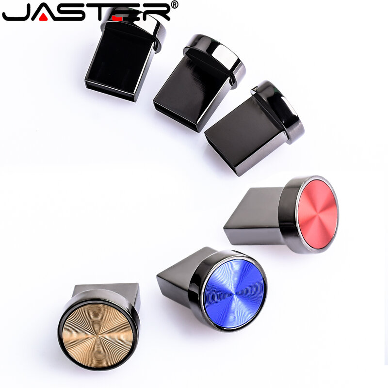 JASTER-Unidad Flash USB 2,0, dispositivo de almacenamiento con botones de Metal Mini de 128GB, 64GB, 32GB, 16GB, 8GB, resistente al agua