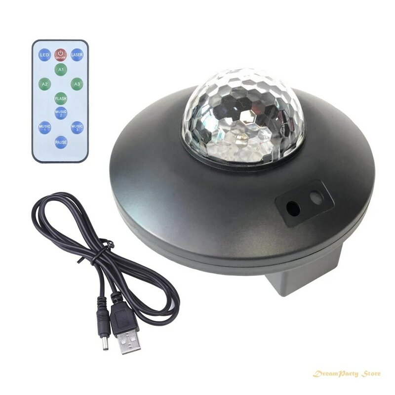 Luz LED nocturna con Control remoto 2 en 1 para niños, lámpara de cielo estrellado y proyector de olas oceánicas, música de cabecera, altavoz con Bluetooth