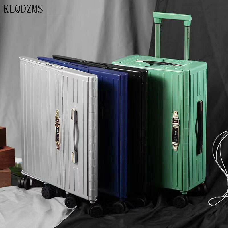KLQDZMS 20 дюймов Новые творческие чемодан сверх тонкое зарядное устройство складная тележка для багажа компьютера инновационные кабины чемодан на колёсиках, хит продаж