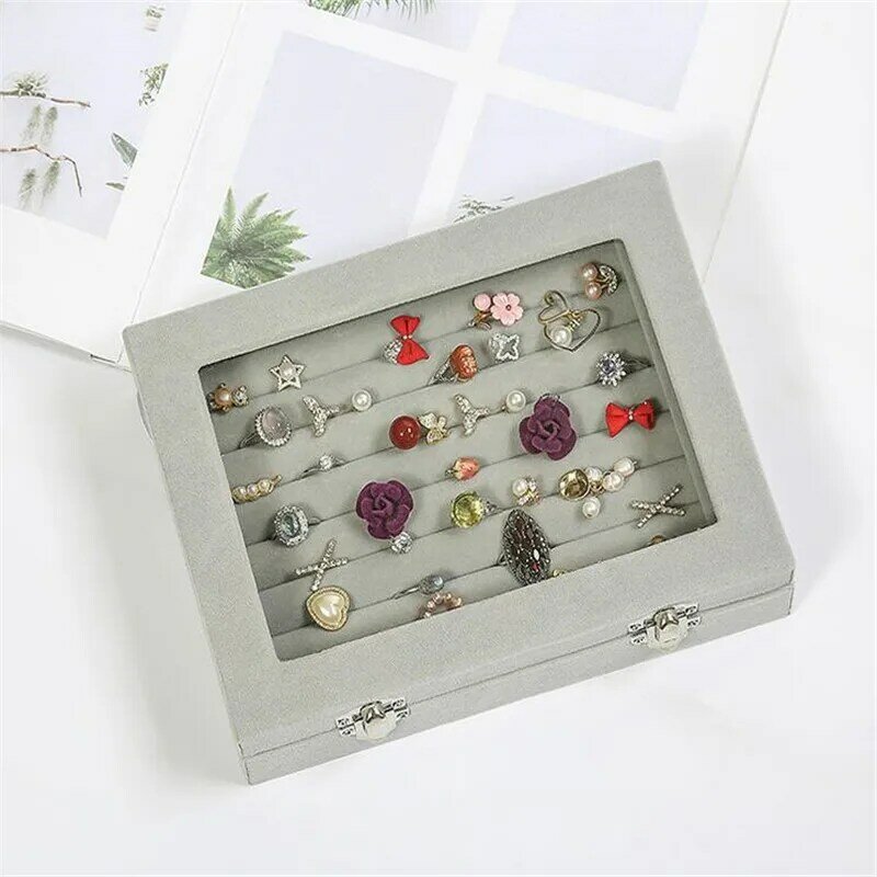 Multi-Function Velvet Jewelry Box Rings Earrings Necklaces Makeup Holder Case Organizer Women Jewelery Storage Box 20#