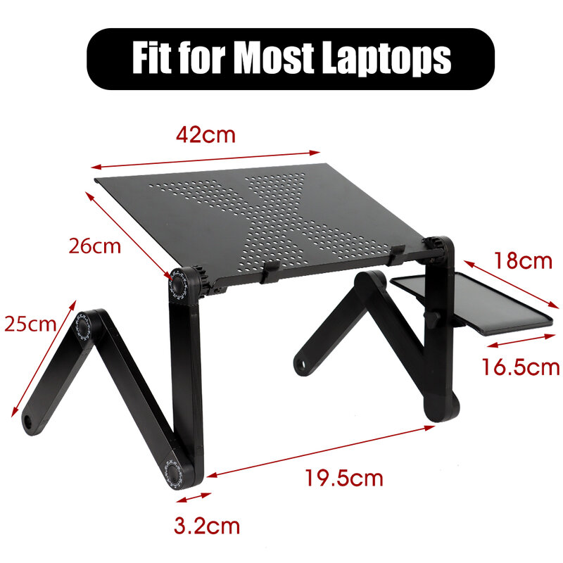 D2 Adjustable Laptop Desk Stand Portable Aluminum Ergonomic Lapdesk For TV Bed Sofa PC Notebook Table Desk Stand With Mouse Pad