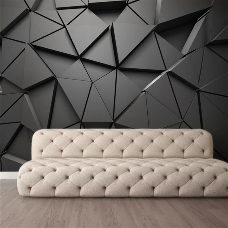 Wellyu papel de pared Custom tapete mode 3d foto wandbild обои stereo geometrische abstrakte grau dreiecke hintergrund tapete