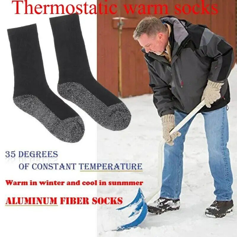 Calcetines térmicos de fibra aluminizada para hombre y mujer, medias de tubo gruesas y elásticas, para esquí, humedad, para dormir, invierno, 1 par