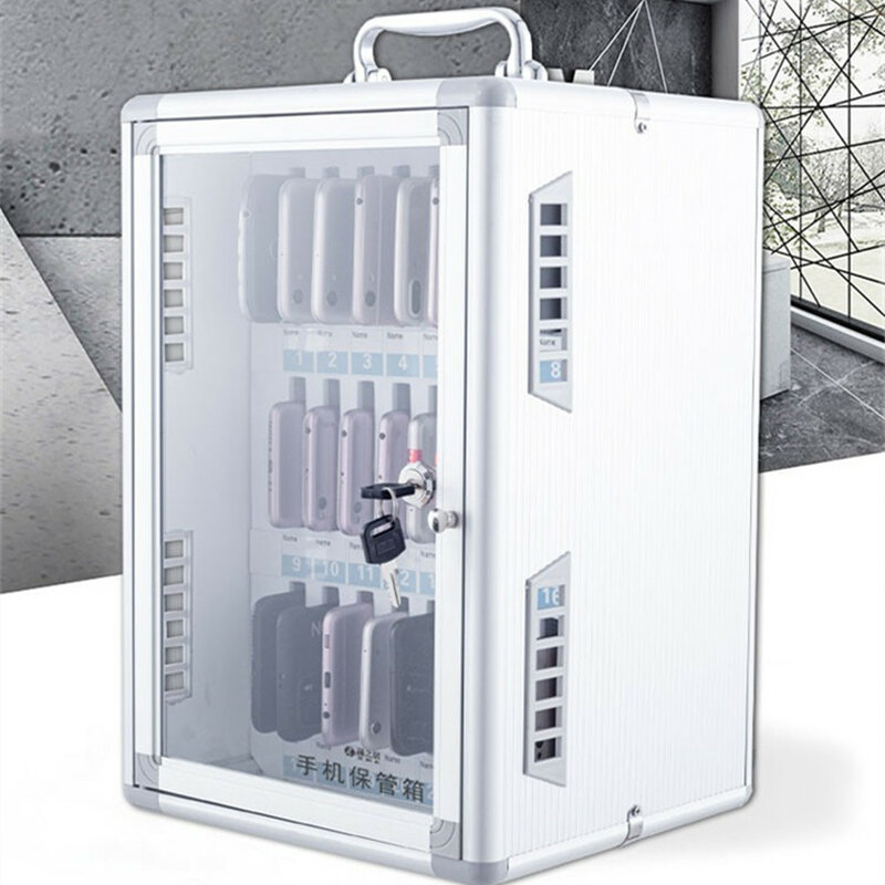 Valigia portatile custodia per cellulare cassetta di sicurezza cassetta di sicurezza per armadietto a parete in lega di alluminio serratura per armadietto 36 slot