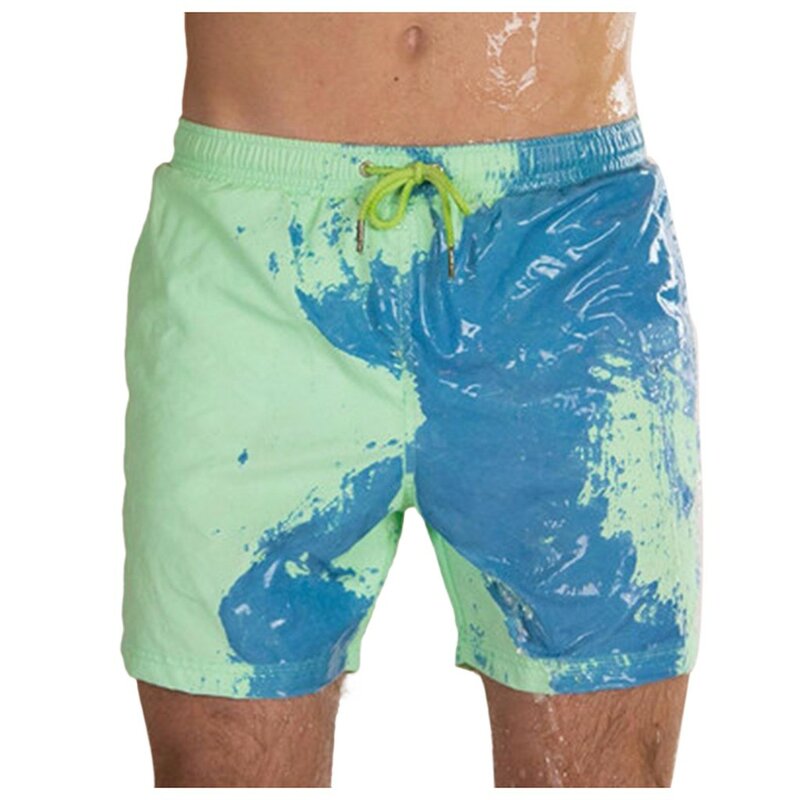 Летние мужские шорты для плавания, чувствительные к температурам, меняющие цвет, Пляжные штаны, плавки, шорты, меняющая цвет, одежда для плав...