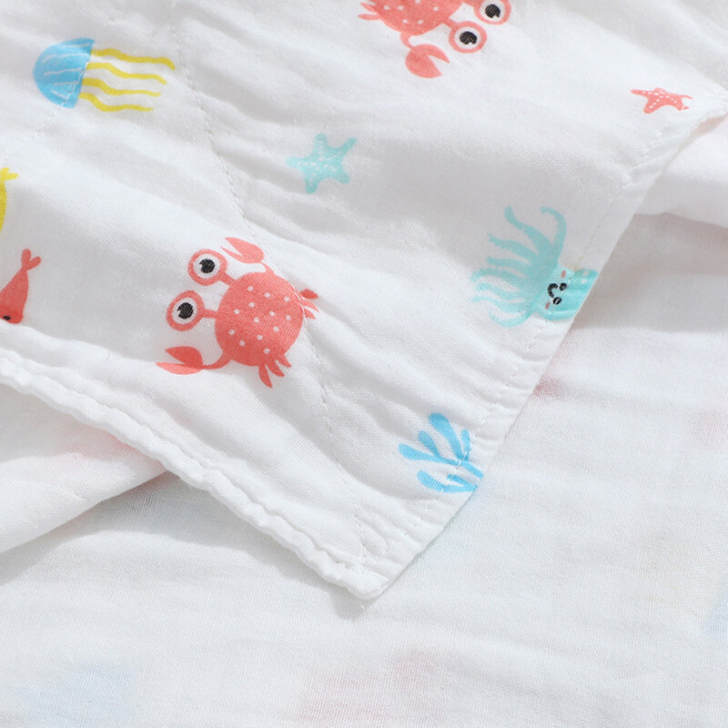 Мягкое 4-слойное детское одеяло с милым принтом для новорожденных, хлопковые марлевые пеленки, детское летнее тонкое полотенце 90*90 см 110*110 см, детское банное полотенце