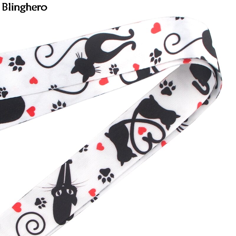 Blingheroかわいい猫プリントストラップ電話ホルダー子供女性男性のアクセサリーネックストラップスタイリッシュなランヤードハングロープBH0179