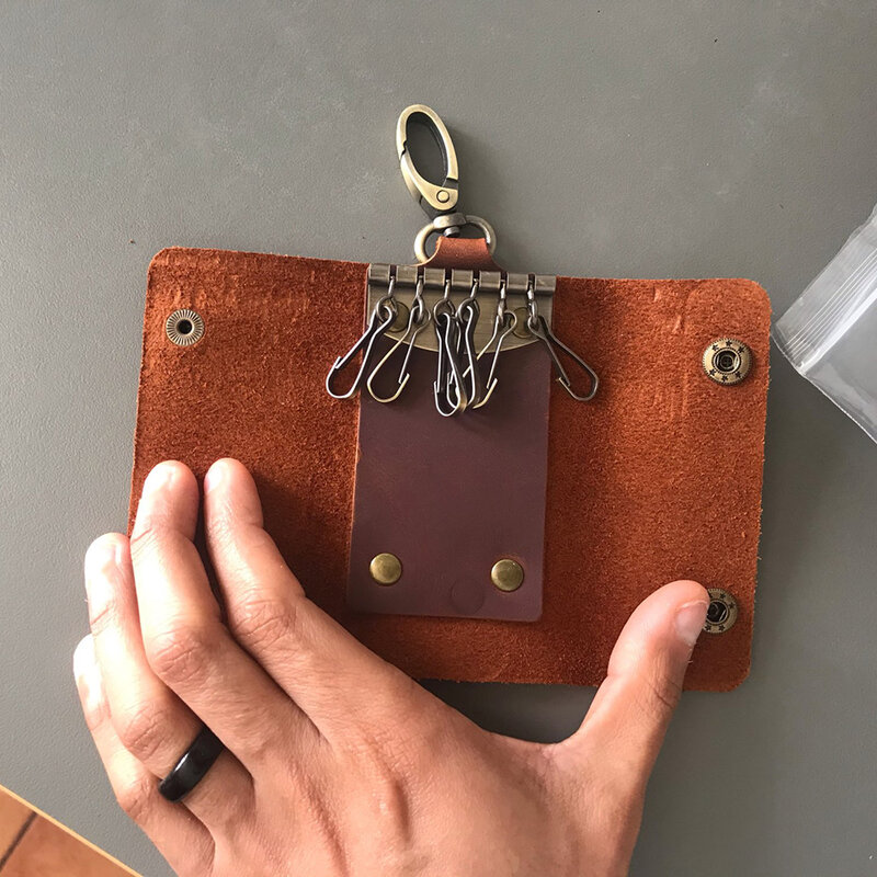 Handmade prawdziwy skórzany na klucze portfel mężczyźni uchwyt brelok etui torebka Zipper projektant gospodyni samochód małe etui na klucze etui na klucze