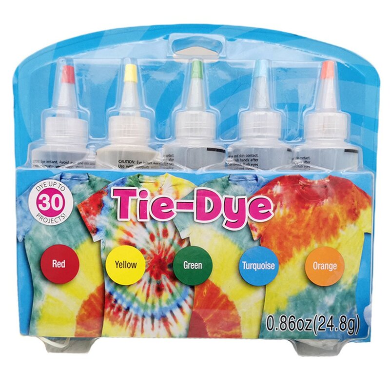 5 Colors/set One-step Fabric Textile One-Step Tie-Dye Kit 5 Colors DIY Design Safe Dyes Paint and Family Fun @40