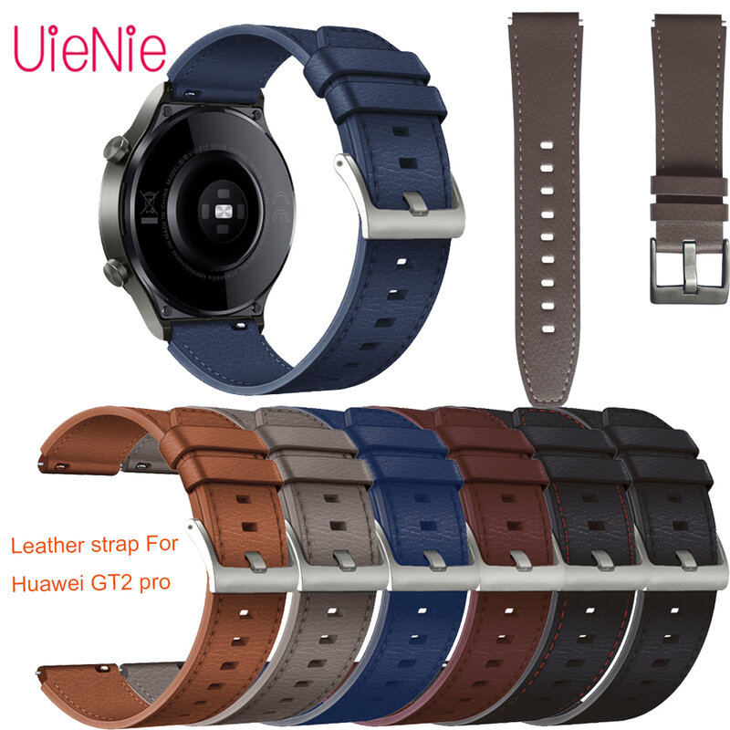Bracelet de rechange en cuir véritable pour montre connectée Huawei GT2 pro, 22mm, accessoires