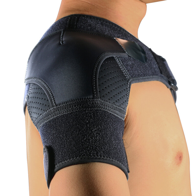 Protección de hombro transpirable, ajustable, de cuatro vías, alrededor de G06, color negro oscuro, superventas