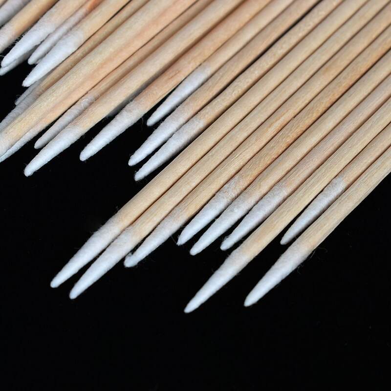 使い捨ての超小型綿糸くずの出ない,100個,マイクロブラシ,木製の綿棒,まつげエクステ,接着剤除去ツール