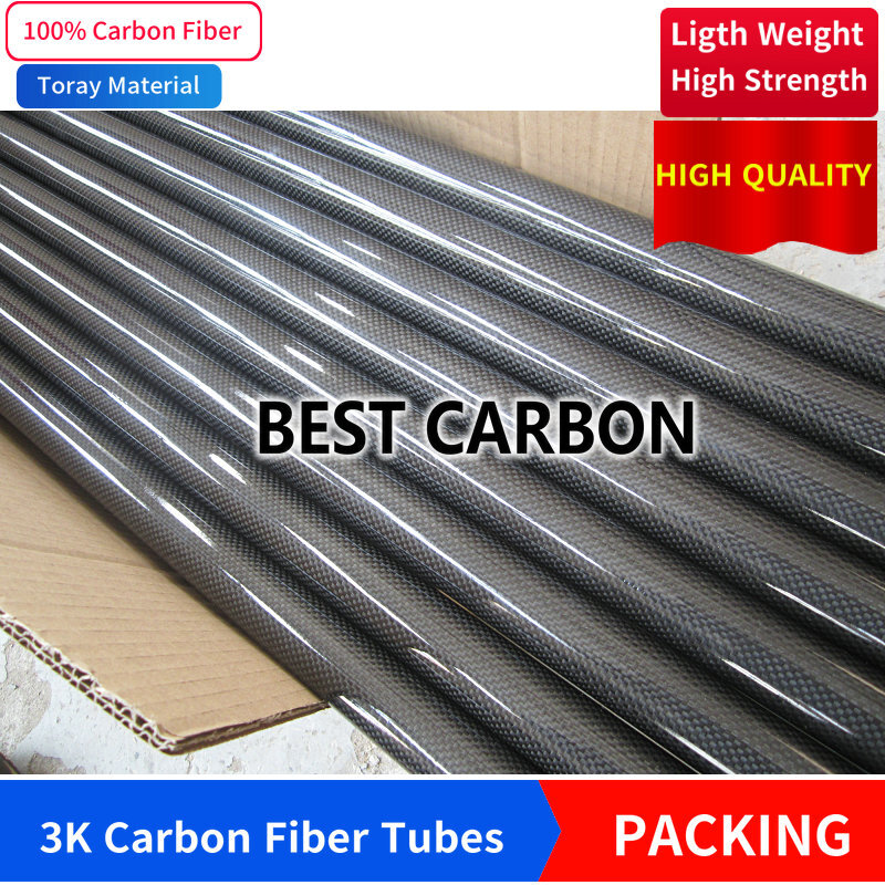 Tubo de fibra de carbono 3K con 500mm de longitud, tejido liso brillante de alta calidad, envío gratis, 4, 5, 6, 7, 8, 9, 10, 11, 12mm