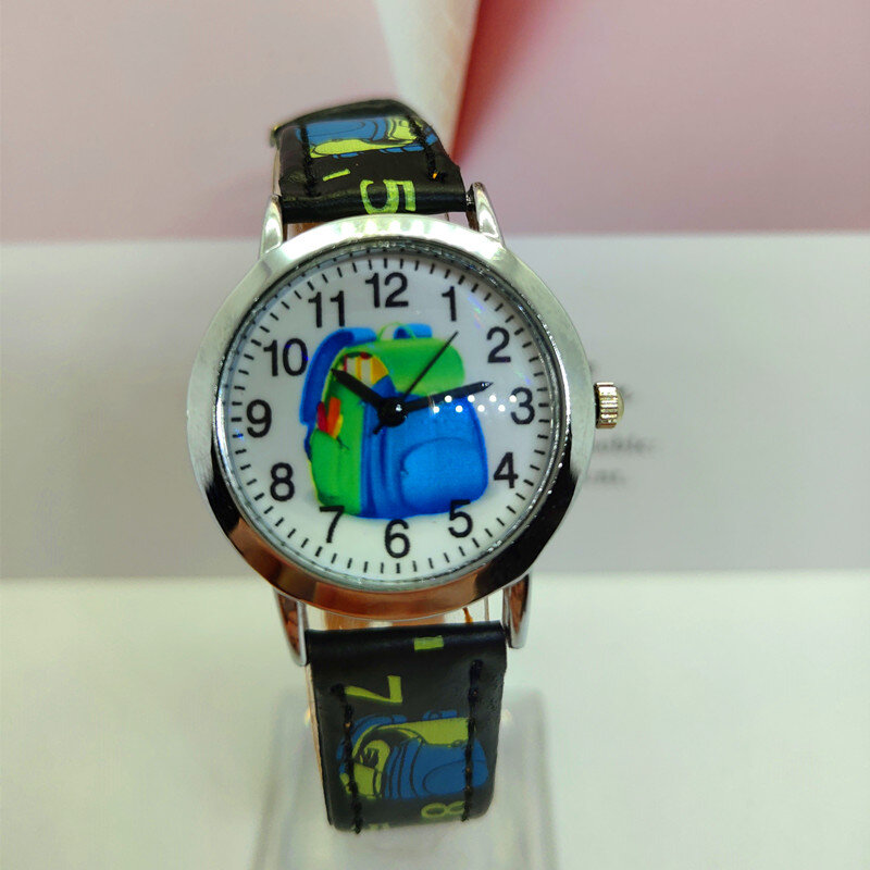 School Bag Pattern Childrens Watches Sports Kids Students Quartz Wristwatch Gifts for Boys Girls Baby Toys Clock Child Watch