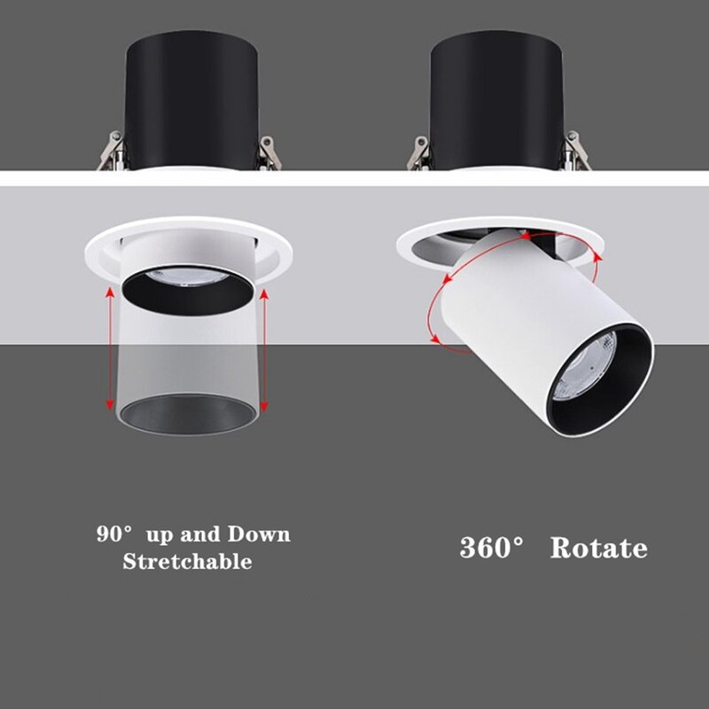 Lámpara de techo empotrada LED retráctil, foco regulable COB, ángulo giratorio de 360 grados, 7W, 10W, 12W, AC85-265V vitrinas para tienda