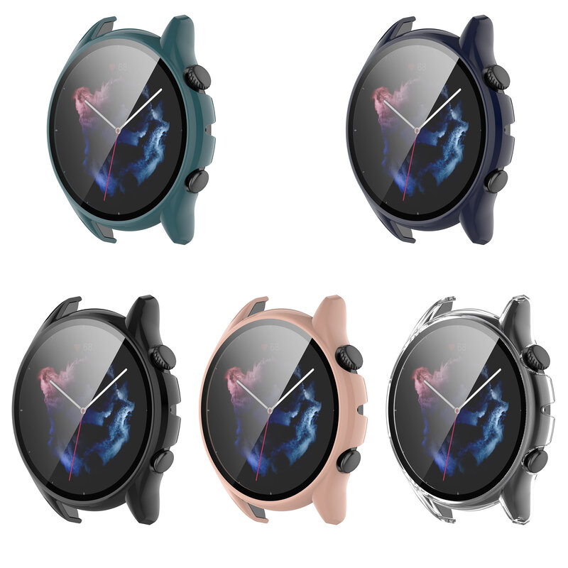 Casing Jam Tangan untuk Huami Amazfit GTR 3 Pro Tepi Keras Bingkai Layar Kaca Pelindung Casing Film Cangkang Jam Tangan untuk Huami Amazfit GTR 3