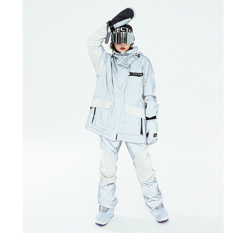 Nueva chaqueta de esquí para mujer, trajes de nieve para mujer, chaqueta de esquí gruesa y cálida, pantalones impermeables a prueba de viento, ropa de ciclismo de Snowboard